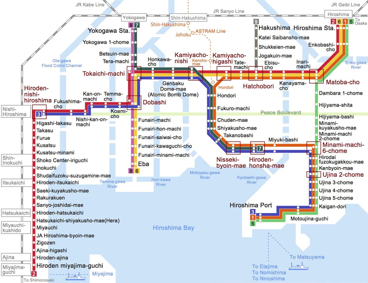 Mappa di hiroshima bus 