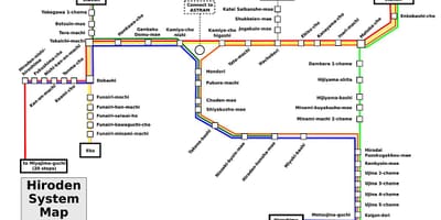 Mappa di hiroshima, treno
