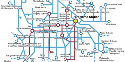 Mappa di hiroshima trasporto